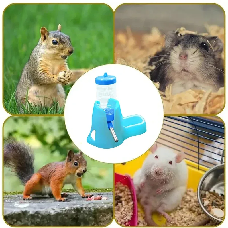 Alimentador de agua para hámster, dispensador automático de animales pequeños, botella de agua potable, cuencos, plato con contenedor de comida para conejillo de indias y rata - imagen 2