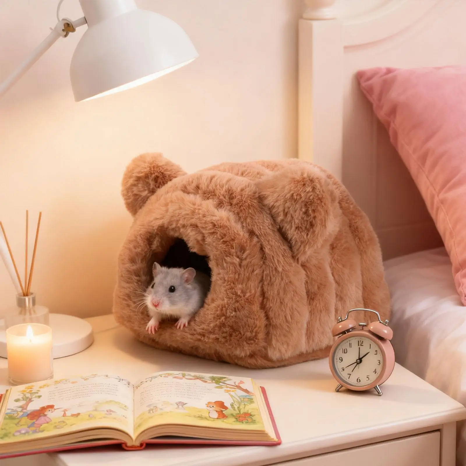 Linda cama para hámster, acogedora y cálida ropa de cama para animales pequeños de invierno, escondite de hábitat suave para ratas y gerbiles, mascotas pequeñas, hurón enano - imagen 3