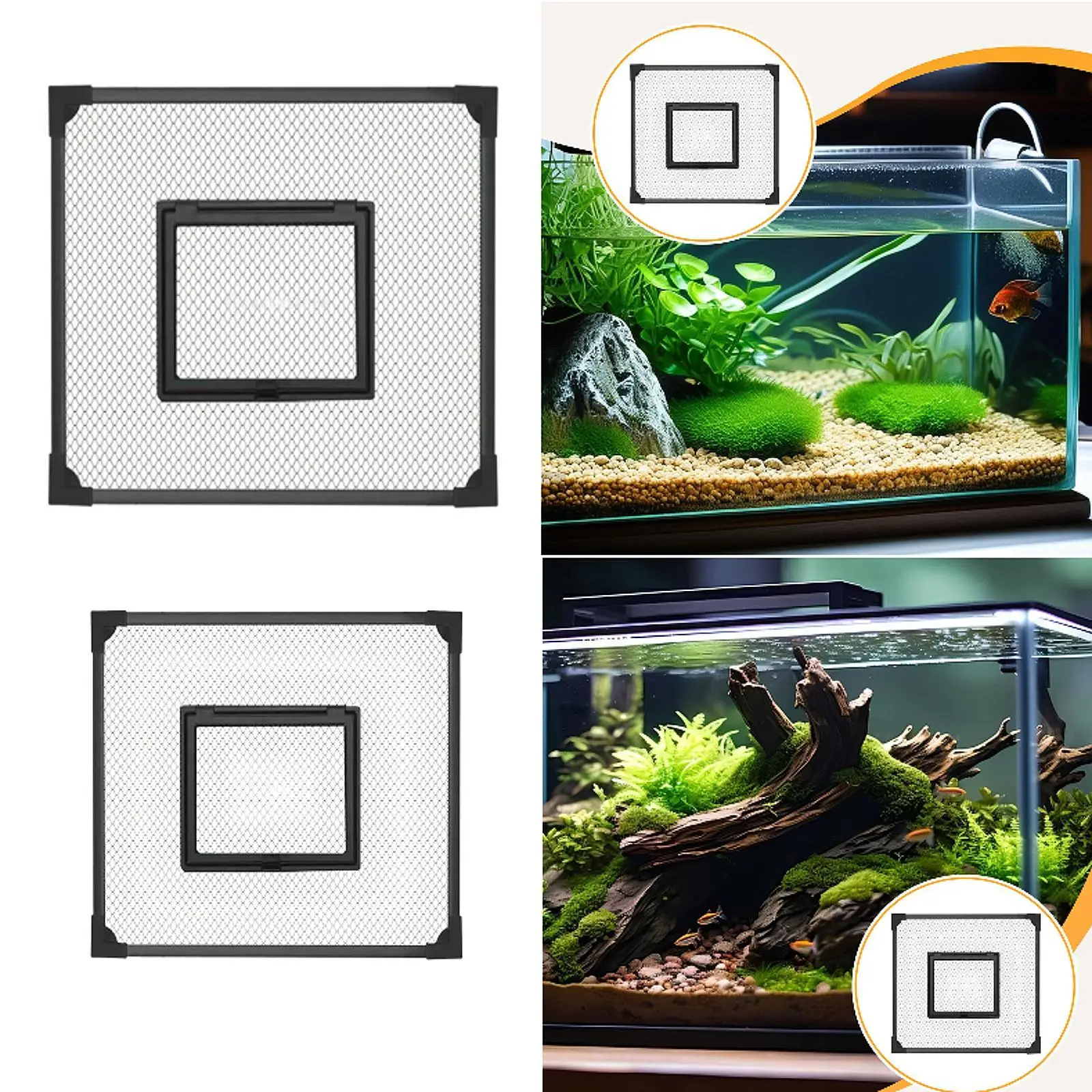 Cubierta de red antisalto para acuario de peces, tapa de malla para pecera, resistente a desgarros, color negro - imagen 2