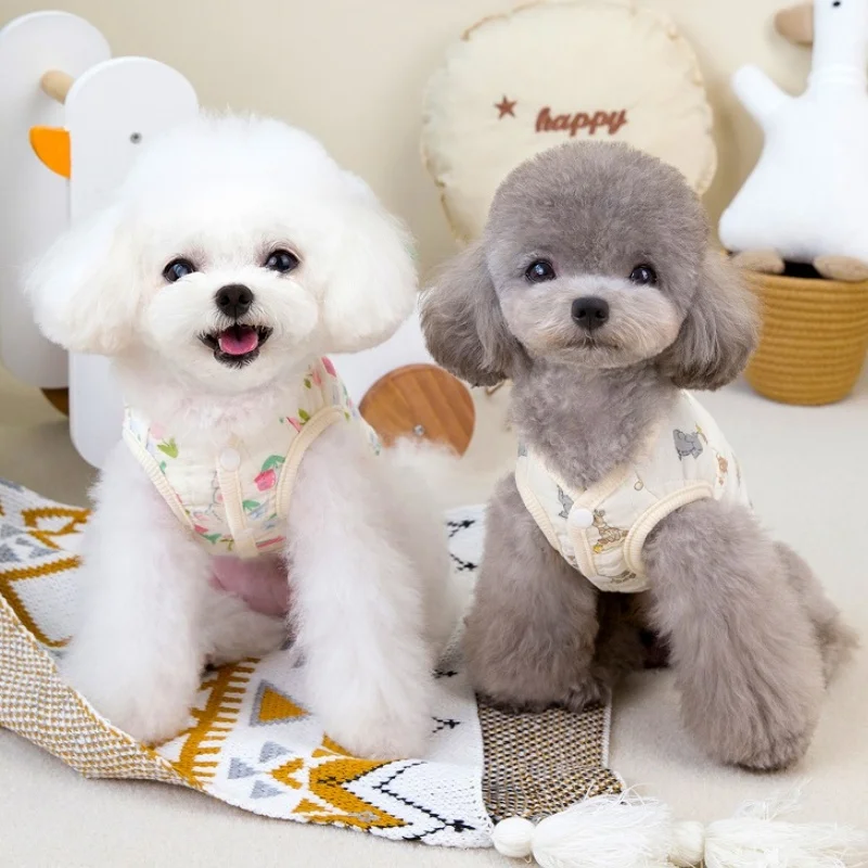 Chaqueta de plumón para perro, ropa cálida de invierno para perro, chaqueta con estampado de dibujos animados para cachorro, abrigo de algodón suave, chaleco para gato, cárdigan, disfraz para mascota - imagen 3