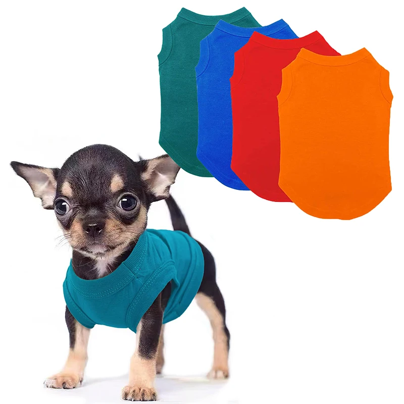 Camisa de algodón transpirable en blanco para perros, camiseta suave y lisa para cachorros, chaleco, ropa para perros Extra pequeños, medianos y grandes, 4 Uds. - imagen 2