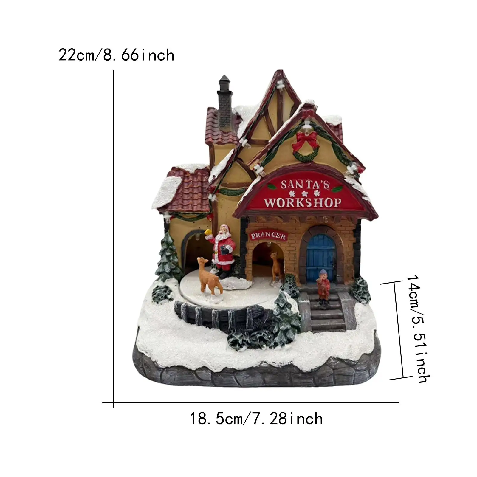 Christmas House Statue with Light Music Tabletop Ornament Craft, Micro Landscape Resin Christmas Decor for Home Festival Holiday Christmas House Statue with Light Music Tabletop Ornament Craft, Micro Landscape Resin Christmas Decor for Home Festival Holiday