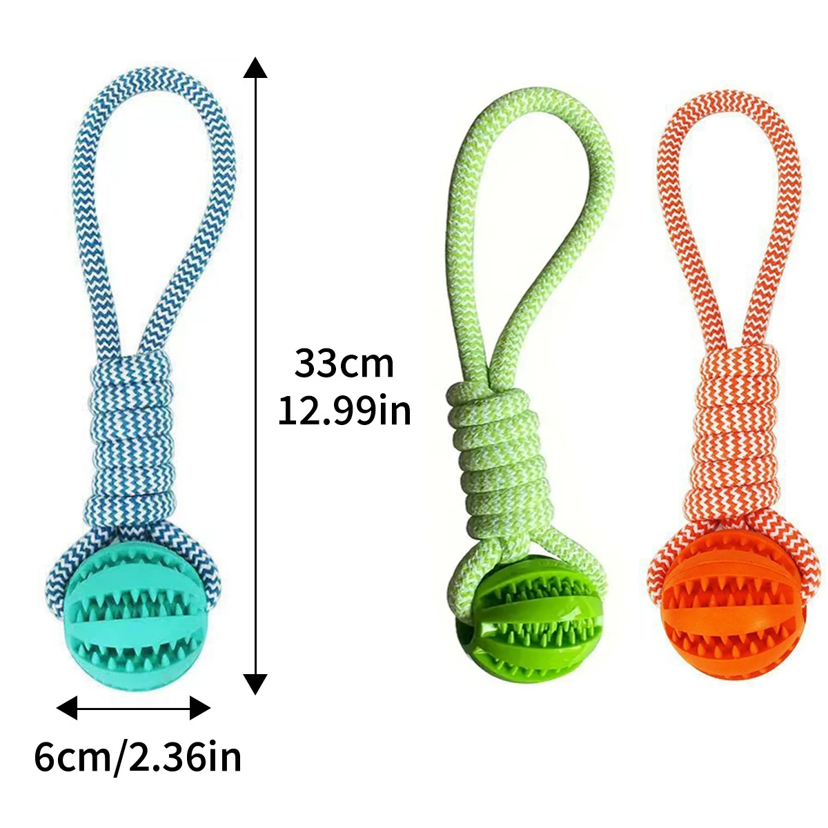Juguetes duraderos de cuerda para perros, pelota en cuerda, juguete interactivo para perros Tug of War, juguete de recompensa para perros medianos y pequeños, juguete para masticar de goma para perros - imagen 2