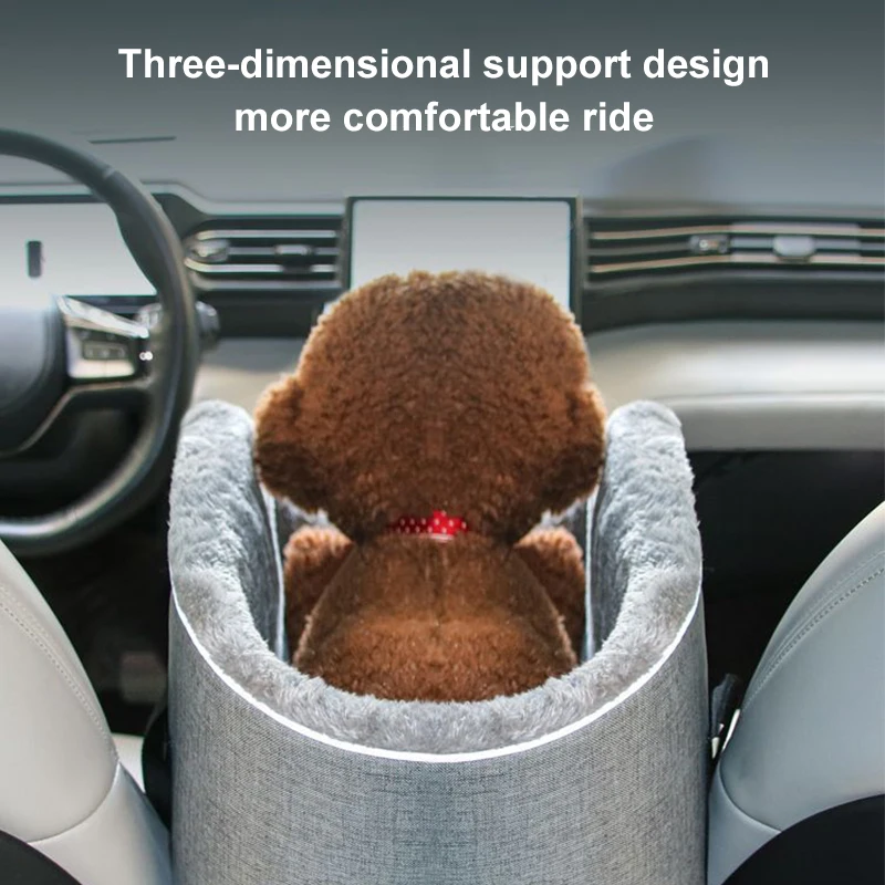 Asiento de coche portátil para perros y gatos, caja de seguridad antideslizante con reposabrazos y Control Central para perros pequeños - imagen 5