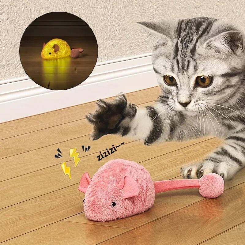 Interactivo masticar aburrimiento para ratones de gato de peluche nuevo juego de ratón juguetes de interior gatito de peluche luminoso gatos juguetes de peluche interactivos - imagen 2
