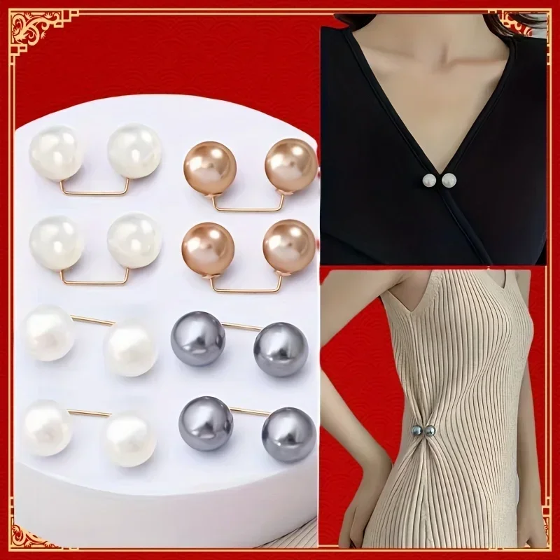 Épingles de sûreté antidérapantes en perles, 8 pièces, broche de décoration pour robe, épingles de fixation de taille, réglage du col, écharpe, mode de sécurité - imagen 2