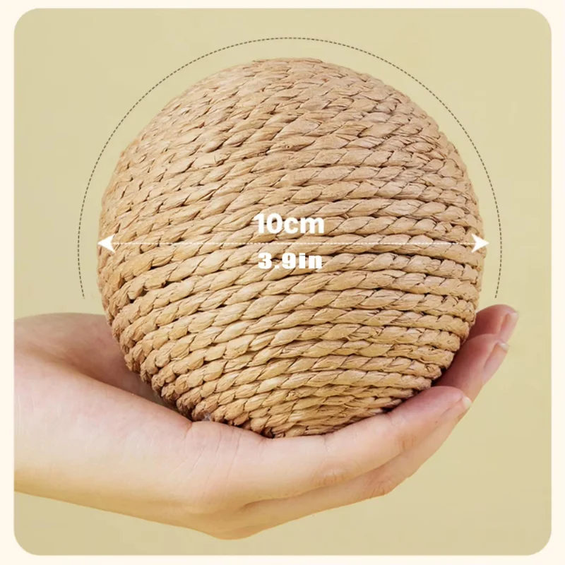Bola interactiva de Sisal para rascar gatos, juguete para gatos, bola rodante para limpieza de dientes de gatito, juguete de plumas antimordeduras, suministros para mascotas - imagen 2