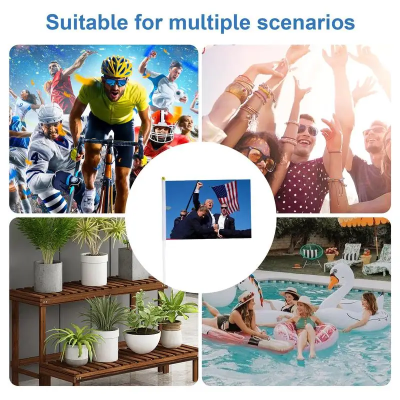 Bandera de asesinato, 12 Uds., bandera de mano 2024, banderas resistentes a la decoloración, pancarta, banderas sobrevividas para fiesta de soporte interior y exterior - imagen 5