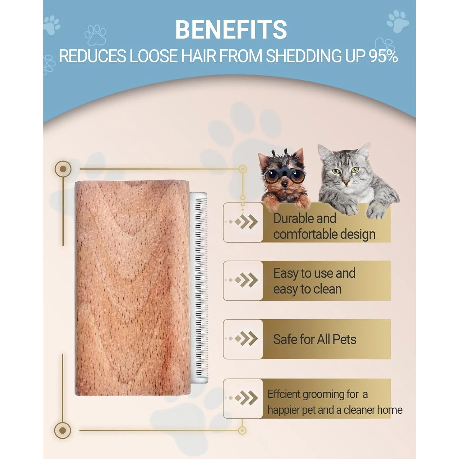 Cepillo para perros y suministros de aseo para gatos, herramienta de depilación para mascotas, ideal para todo tipo de piel, para mascotas de pelo corto y largo - imagen 5