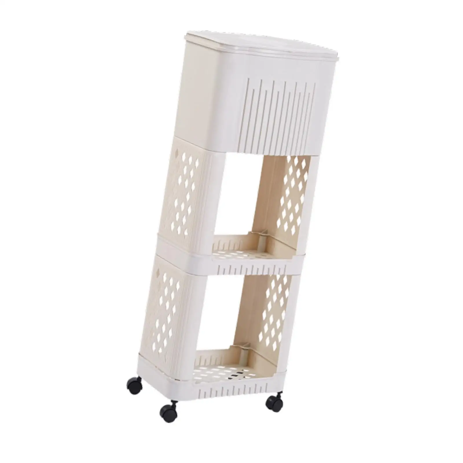 Kitchen Trash Can with Storage Rack Holder Convenient Garbage Container Trashcan Organizer with Lid Wastebasket for Household