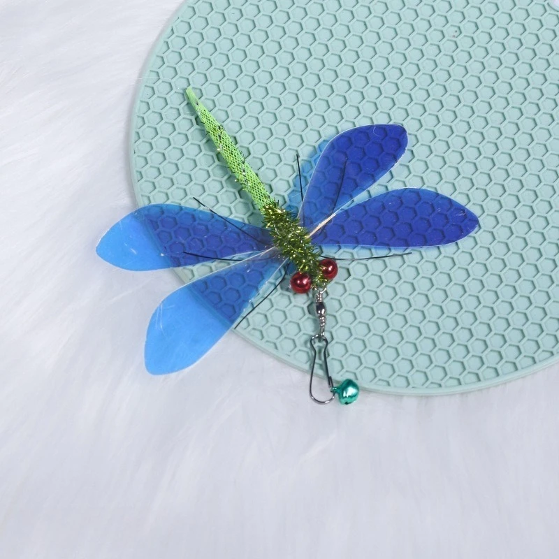 Palo de simulación de libélula para gatos, cabezal de repuesto, juguete interactivo para mascotas, 2 uds.