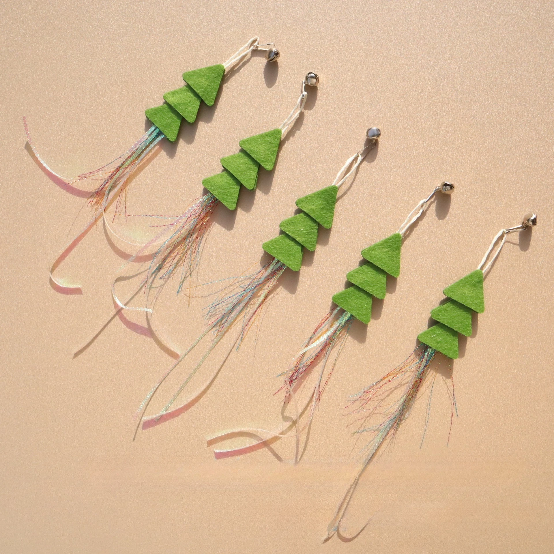 Árbol de Navidad verde para gatos, juguete interactivo para mascotas, 3 uds., reemplaza la cabeza, palo de burlas para gatos