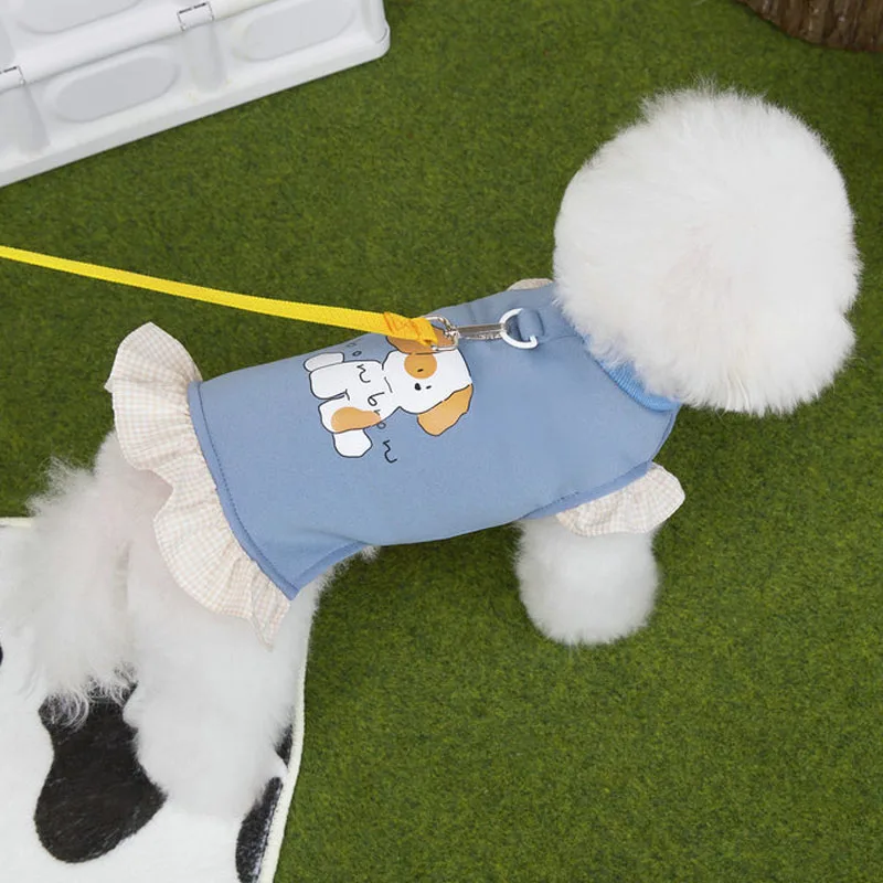 Vestidos azules y rosas, ropa de invierno con mangas voladoras, Jersey, disfraz, ropa para mascotas para perros pequeños, Chihuahua, caniche, falda para cachorros - imagen 5