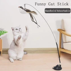 Varita interactiva para gatos con pluma y campana