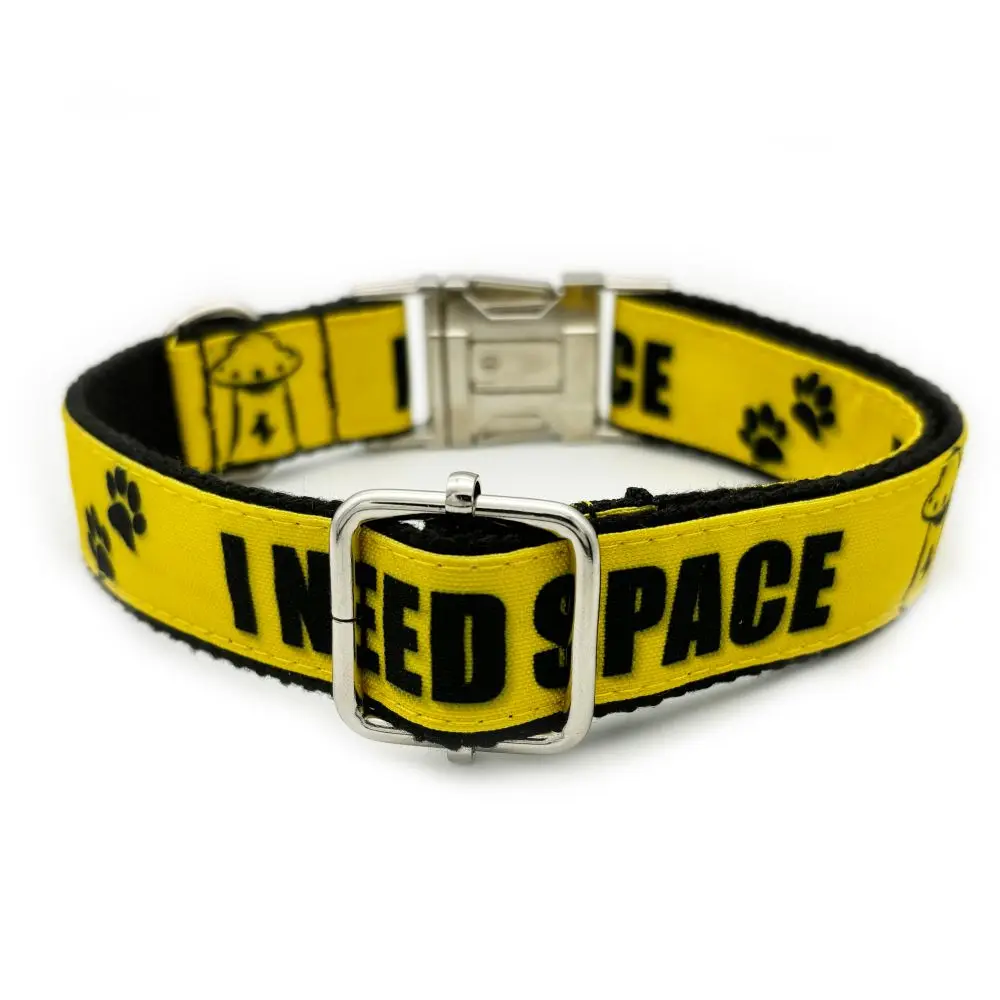 Collar personalizado para mascotas, señal de advertencia, no mascota, necesito espacio, etiqueta de identificación con nombre de gato y cachorro, collares básicos ajustables para perros - imagen 3
