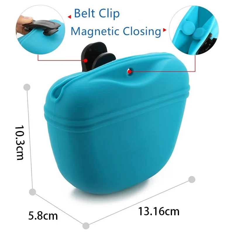 Bolsa portátil para entrenamiento de perros, riñonera con clip magnético y bolsillo de silicona para alimentos para recompensas de obediencia y agilidad - imagen 4