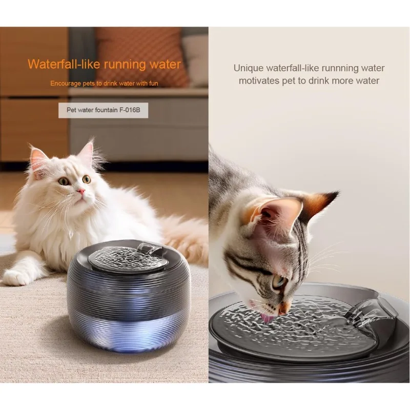 Fuente de agua para gatos de 2,5 L, cuenco de agua automático para mascotas, fuente silenciosa para gatos para beber con luz LED de nivel de agua, fácil de limpiar - imagen 2