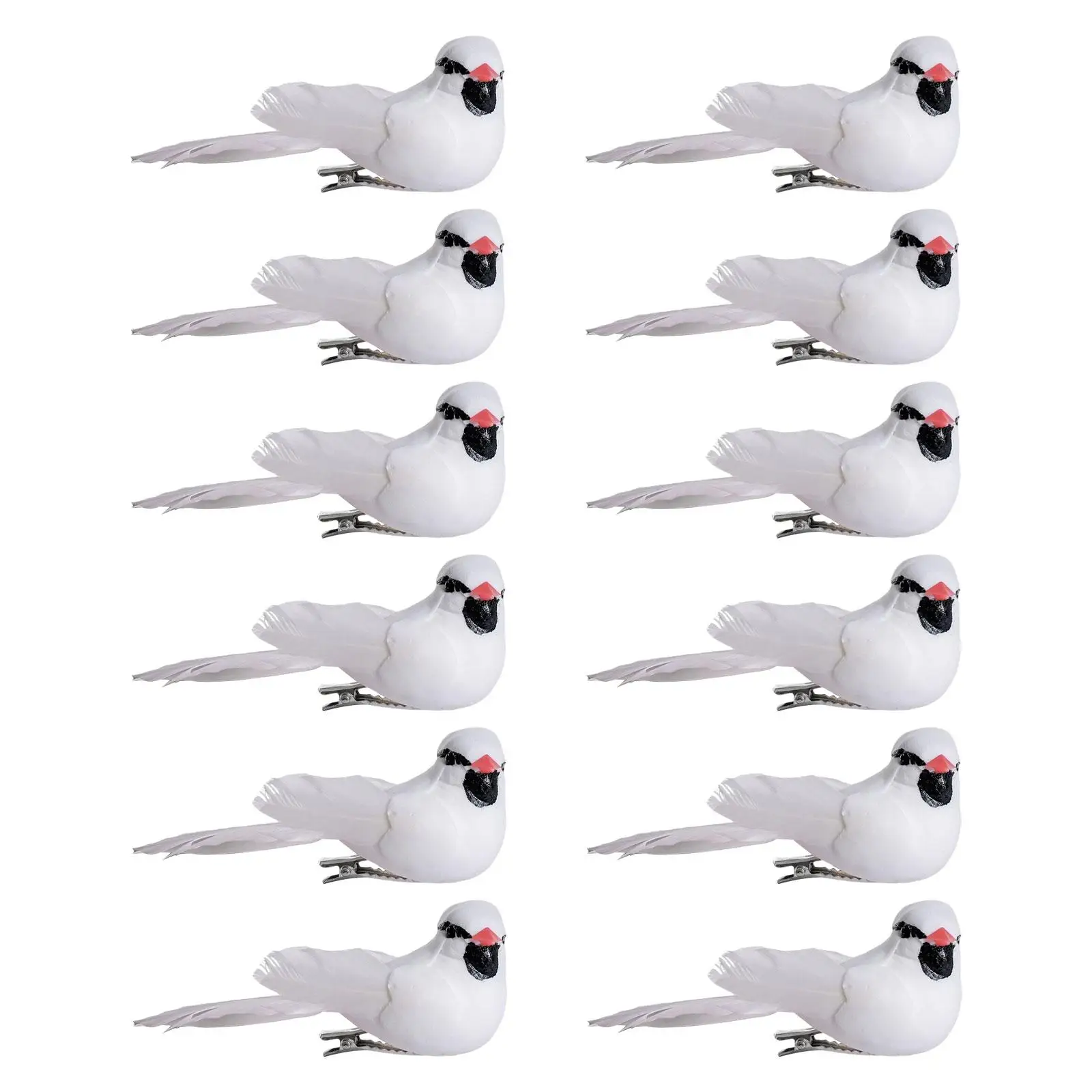 12 piezas de pájaros artificiales con clip, adornos de pájaros de simulación para jardín de hadas - imagen 4