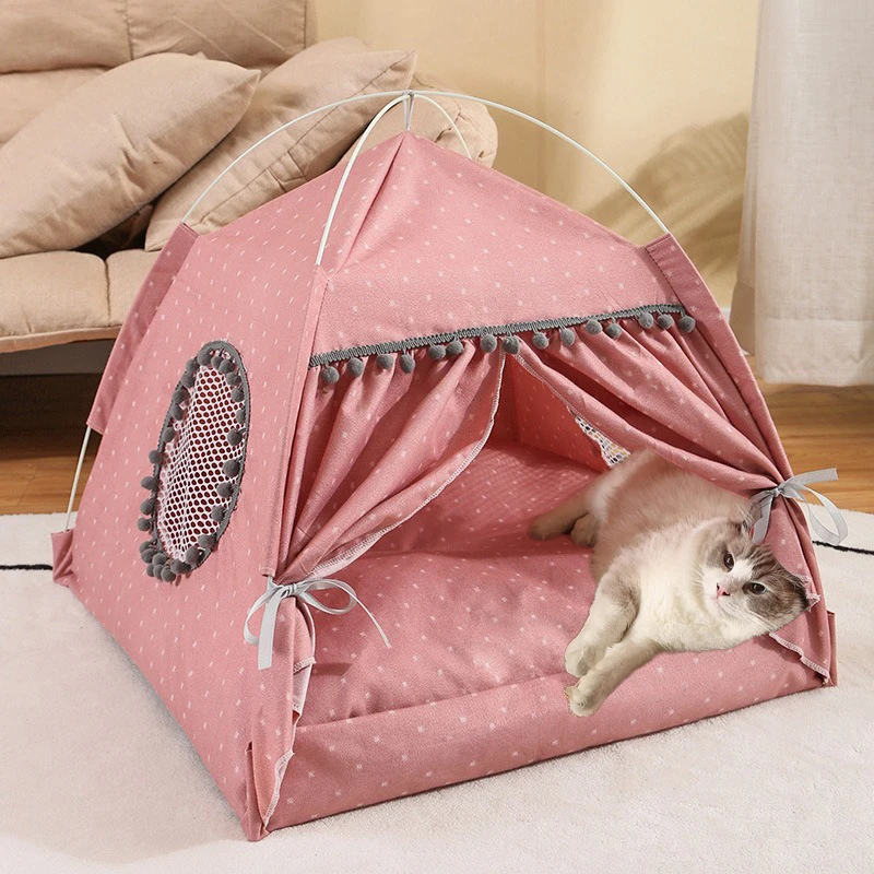 Tienda ocultadora para gatos, cama nido semicerrada, portátil, interior, transpirable, desmontable, casa para gatos, camas universales para mascotas para las cuatro estaciones - imagen 2