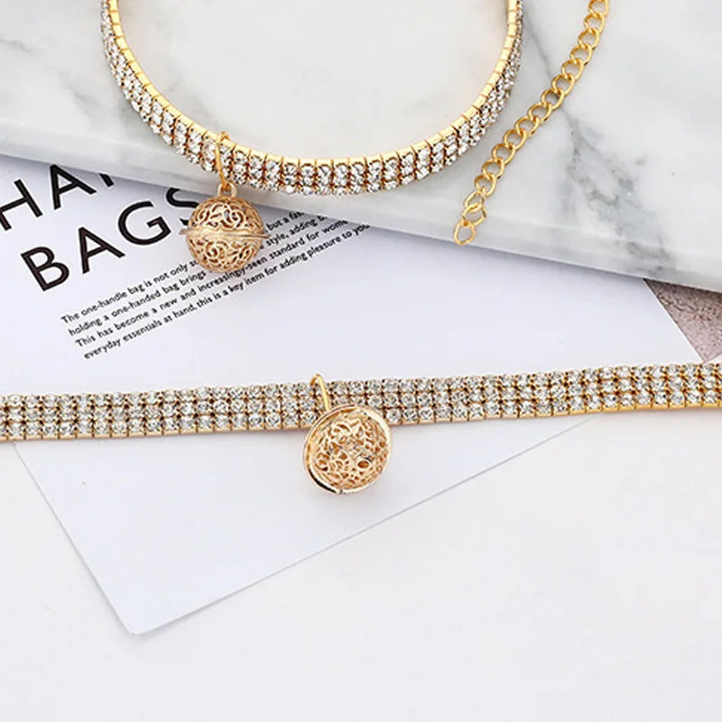 Collar ajustable para gatos con campana, Collar dorado de lujo para mascotas, Collar de cristal para gatos, perros pequeños, gatitos, joyería para gatos, accesorios para gatos - imagen 5