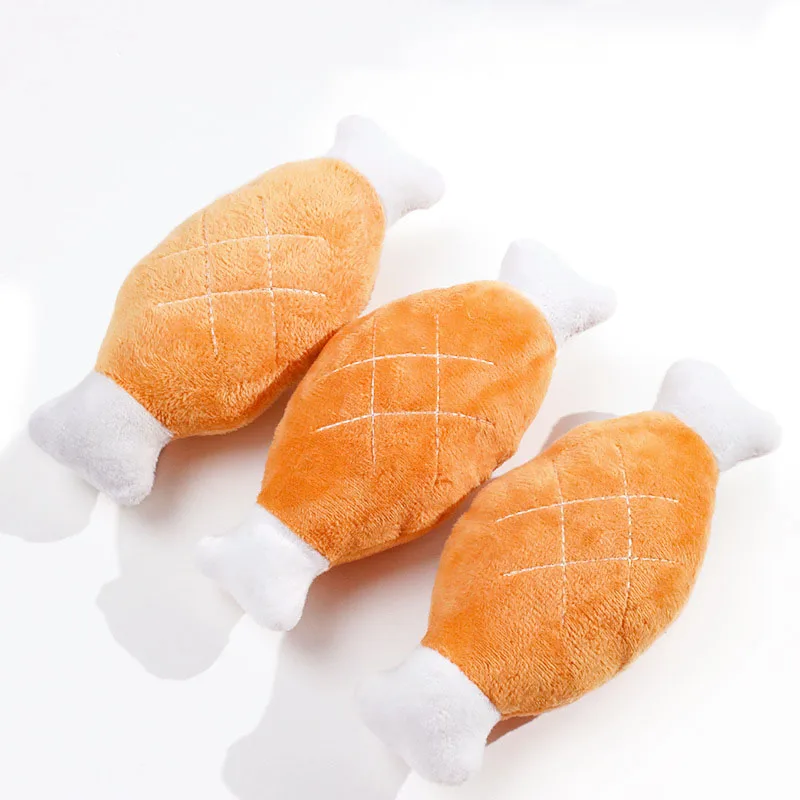 Juguetes de peluche para mascotas, hueso de pierna de pollo realista chirriante, juguete interactivo para masticar para perros, gatos, limpieza de dientes, suministros para mascotas - imagen 4