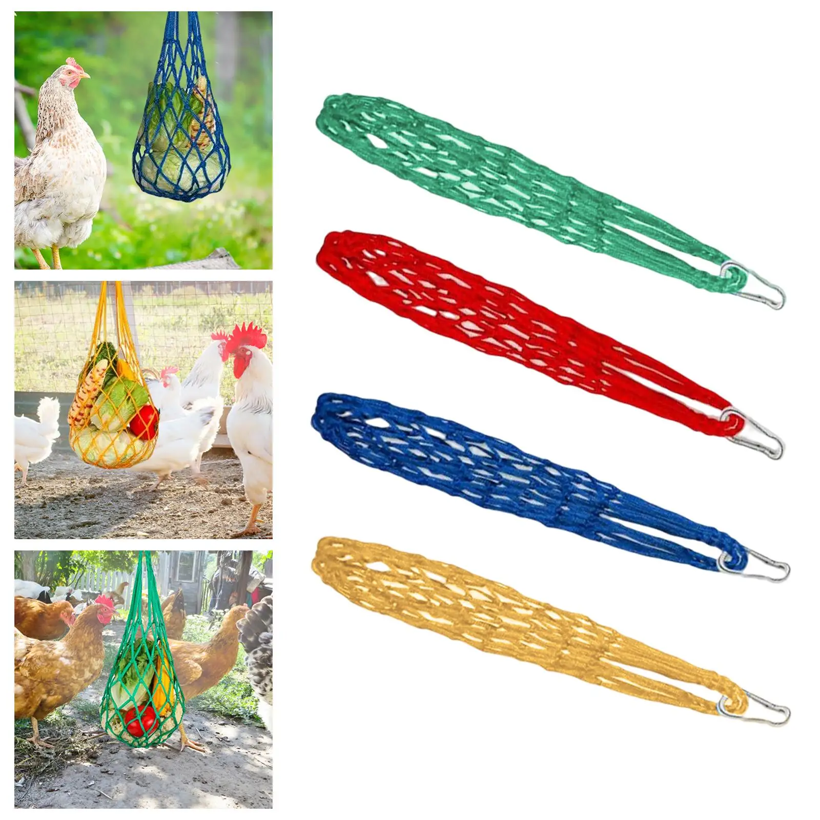 Chicken Vegetable String Bag, Poultry Fruit Holder Feeder Feeding Tool with Hook