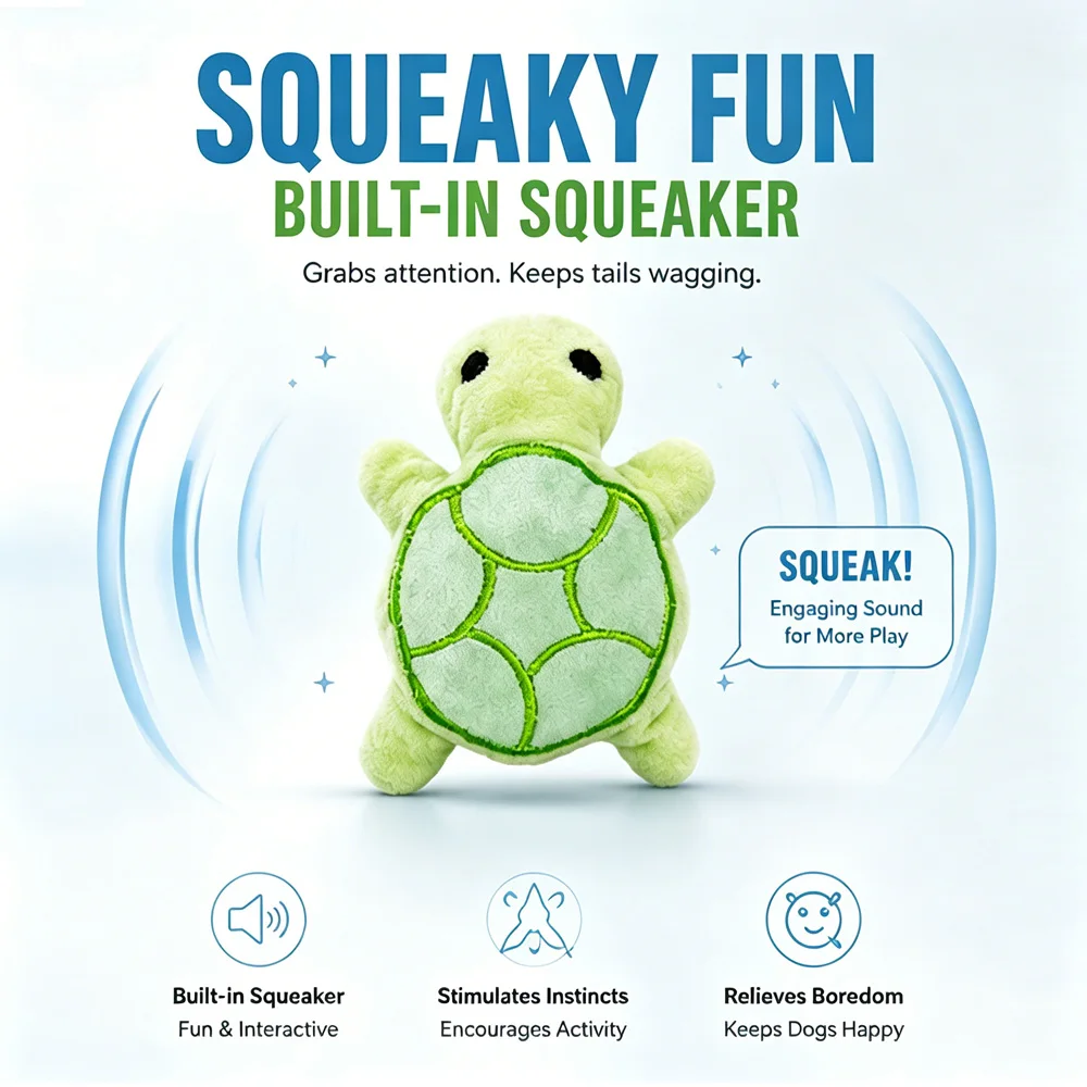 Juguete con sonido de mini tortuga de peluche para perros pequeños