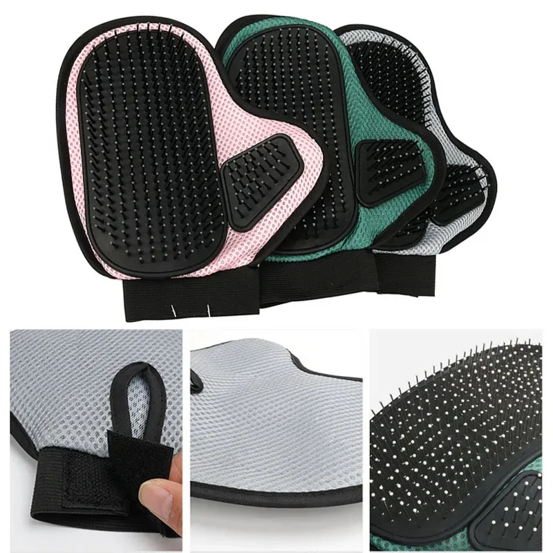 Guantes de masaje para baño de mascotas, peine para el pelo para despolluffar perros y gatos, deshedding de pelo de piel, peines suaves y eficientes, productos de masaje para el baño de mascotas - imagen 3