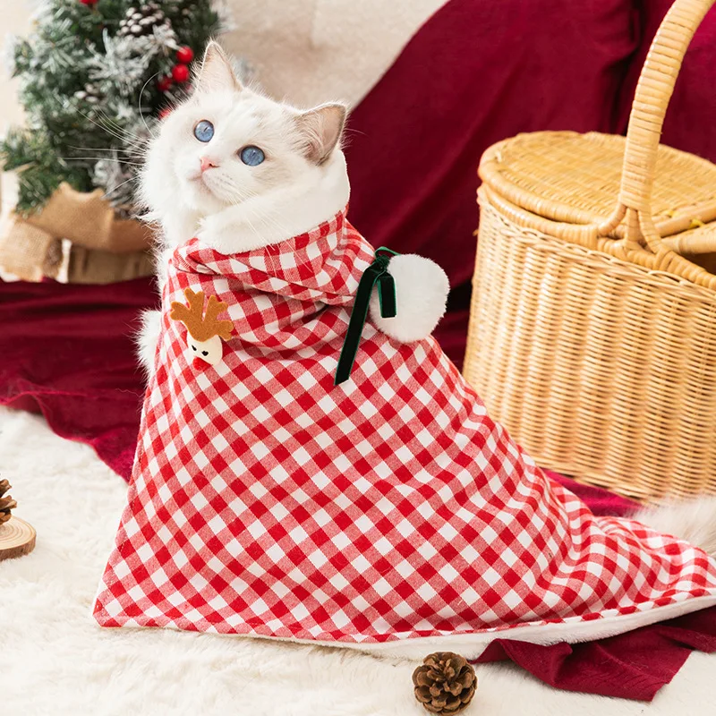 Ropa de otoño e invierno para gatos, mantas de Navidad y Año Nuevo, mantas de Año Nuevo, mantas cálidas y gruesas, ropa para perros pequeños y mascotas
