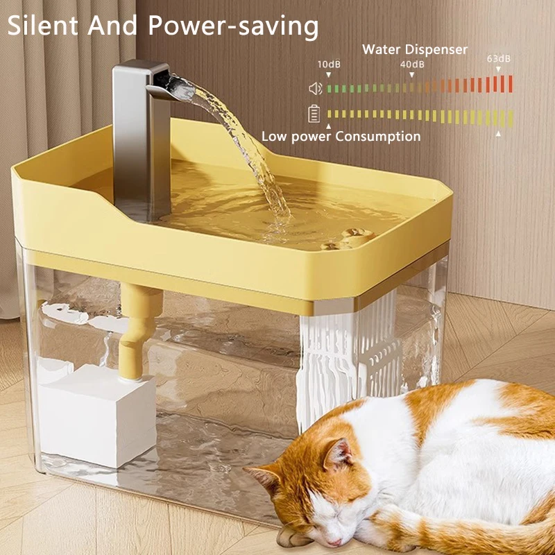 Fuente de agua automática para gatos, dispensador de bebidas silencioso USB para mascotas, bebedero para gatos y gatitos, accesorios para gatos, 1500ml - imagen 2