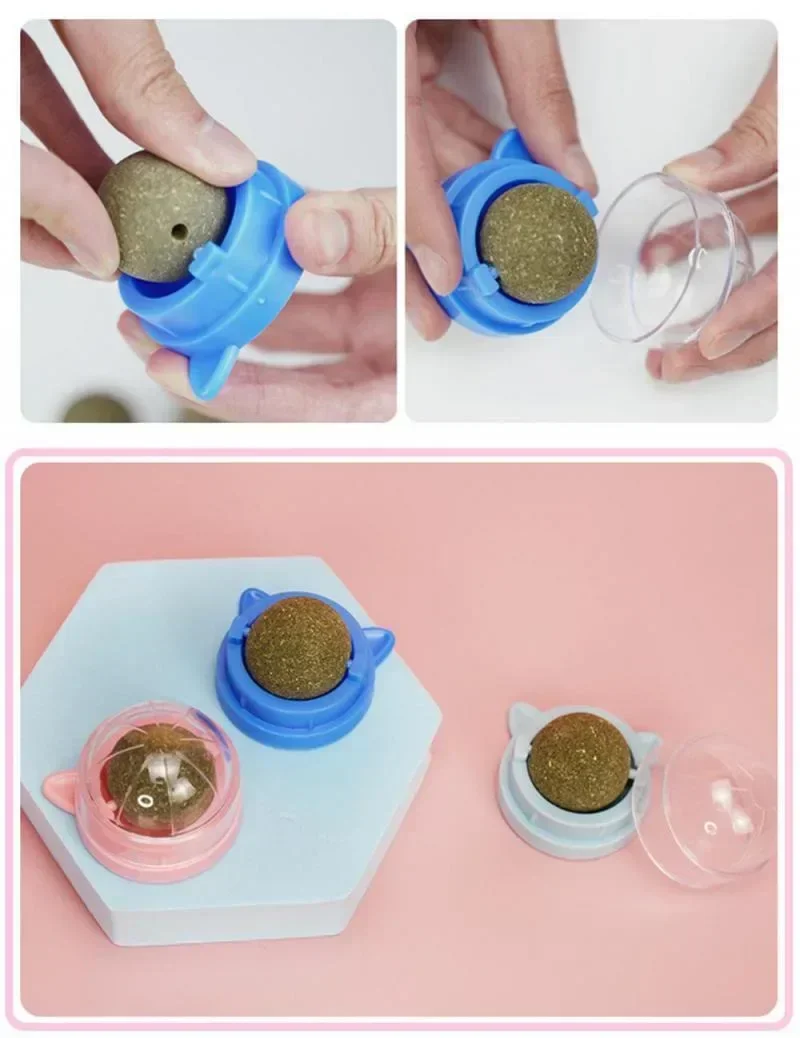 Bolas de pelo naturales saludables para promover la digestión, Bola de menta para gatos, aperitivos de hierba para gatos, bolas de hierba gatera, juguetes adhesivos para pared - imagen 5