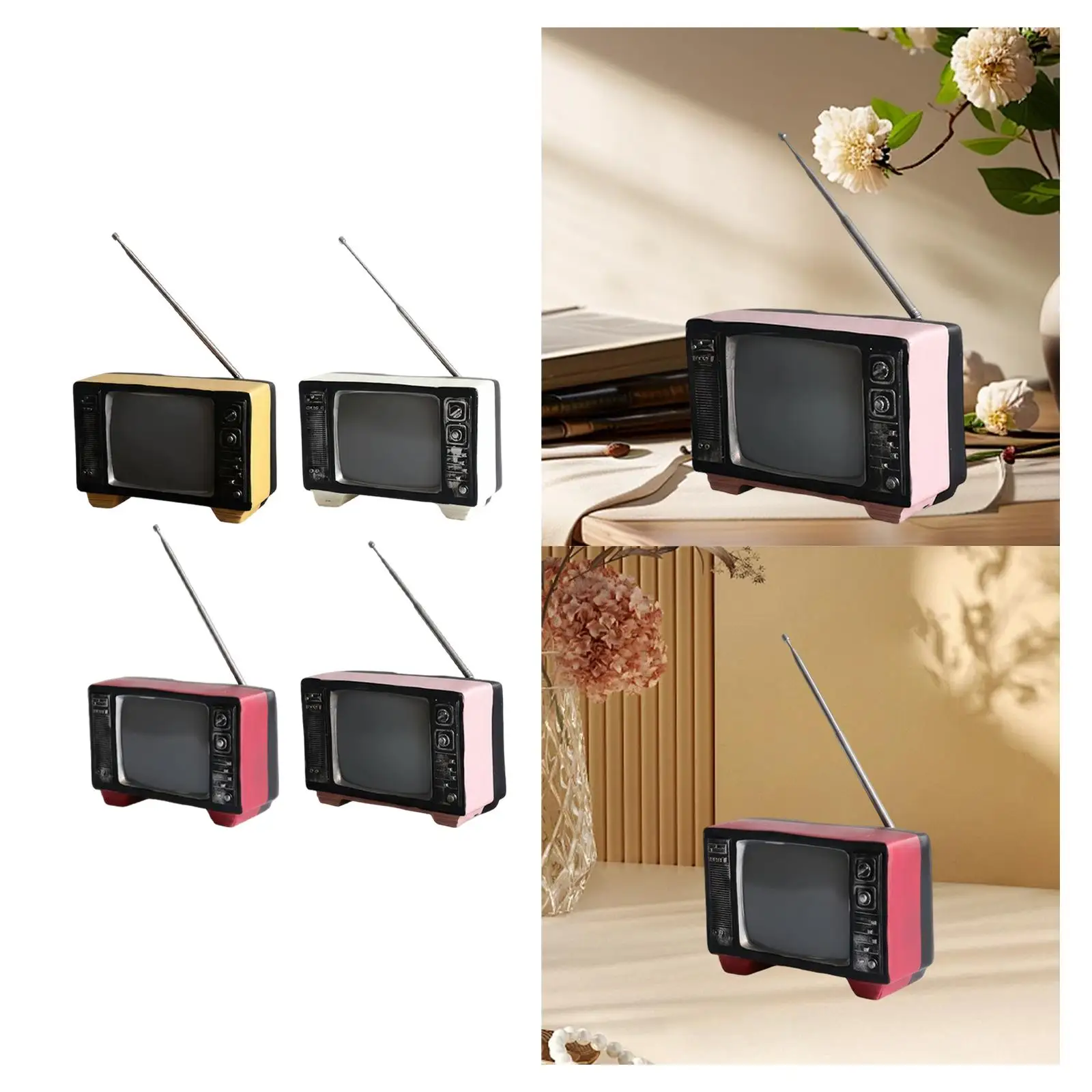 Retro Radio Shape Resin Sculpture Creative Vintage Room Decoration Tabletop Collectible for Bedroom Cabinet Shelf