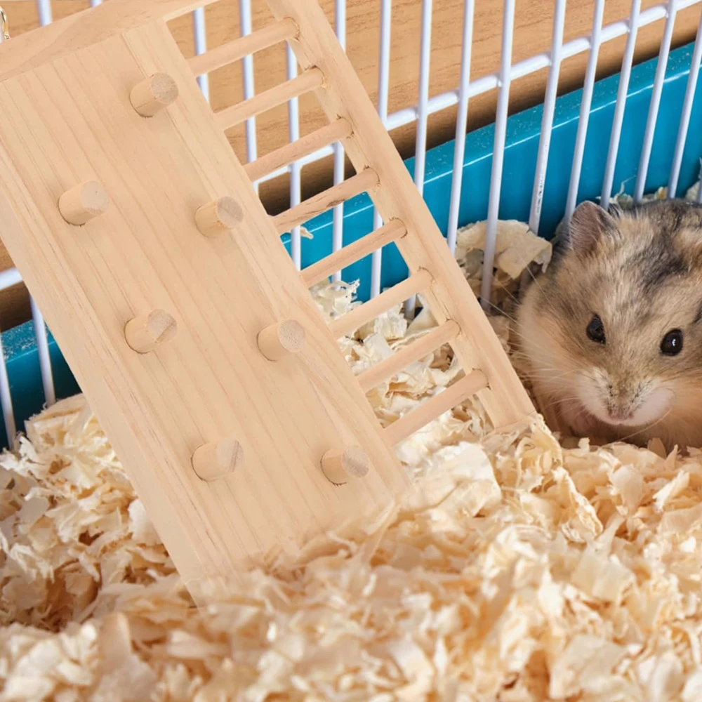Escalera de escalada de madera para hámster, juguete con puente colgante, tablero para saltar, parque infantil, jaula para hámster de animales pequeños, juguete de paisajismo, 1 ud. - imagen 3