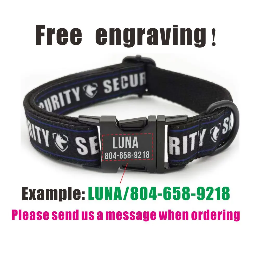Collar de perro personalizado con grabado gratuito, correa para mascotas a juego, hebilla de Metal de contactos personalizados, Collar de seguridad para mascotas - imagen 4