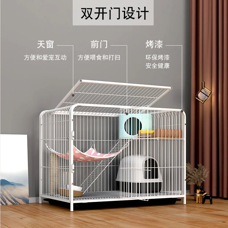 Jaula para mascotas Villa para gatos de doble capa Jaula de hierro Villa Casa para mascotas Nido para gatos Marco de escalada - imagen 3