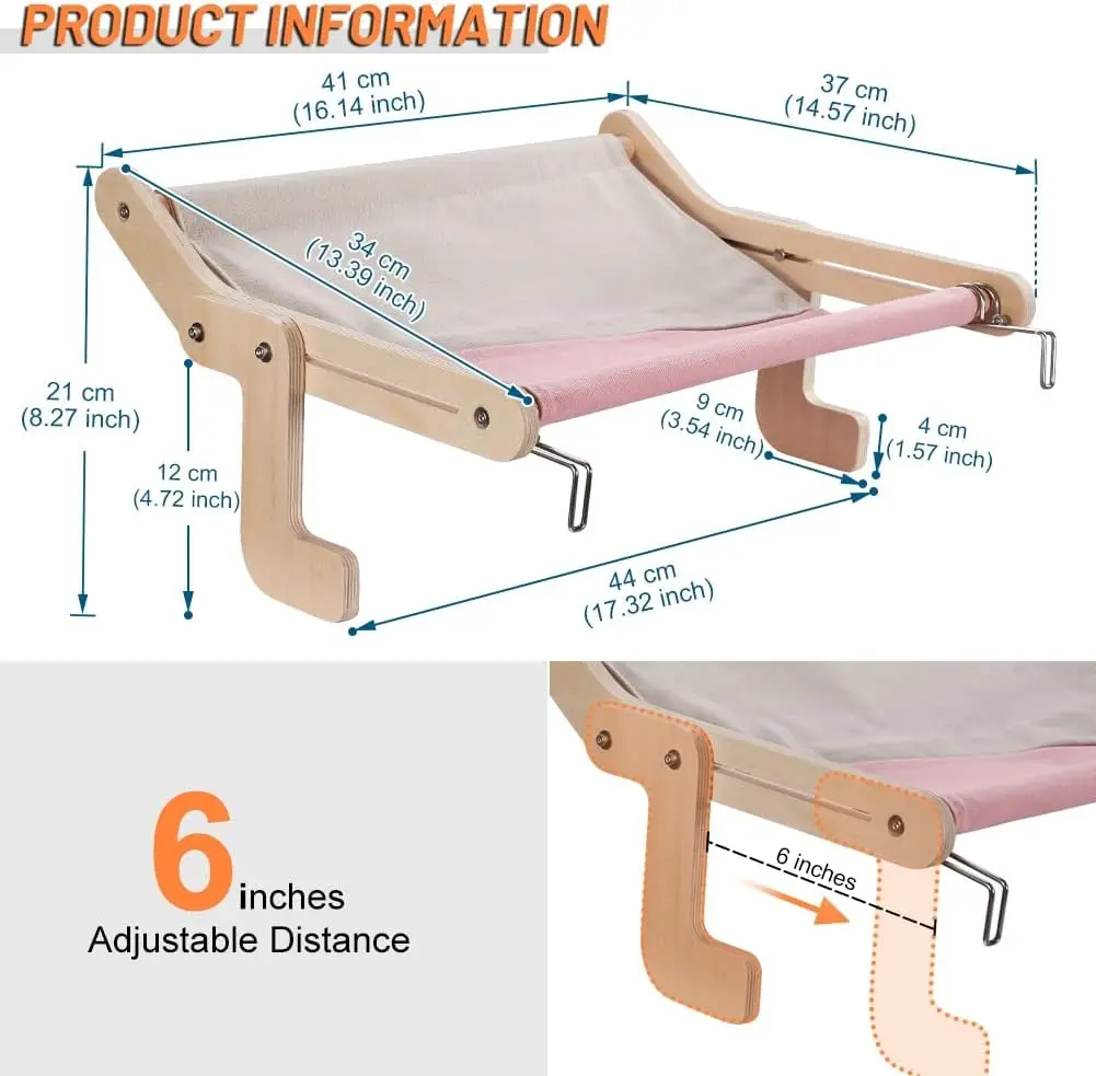 Cama de noche para mascotas, nido para ventana colgante, hamaca para gatos, cama portátil extraíble para balcón, ventana colgante para gatos, cama para gatos, nido para mascotas - imagen 5