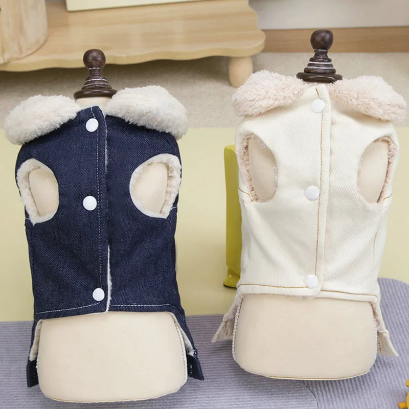 Ropa de invierno para perros, chaleco vaquero cálido, chaqueta para perros pequeños, Chihuahua, Yorks, ropa sin mangas para mascotas, abrigo vaquero para cachorros, chaqueta, ropa - imagen 4
