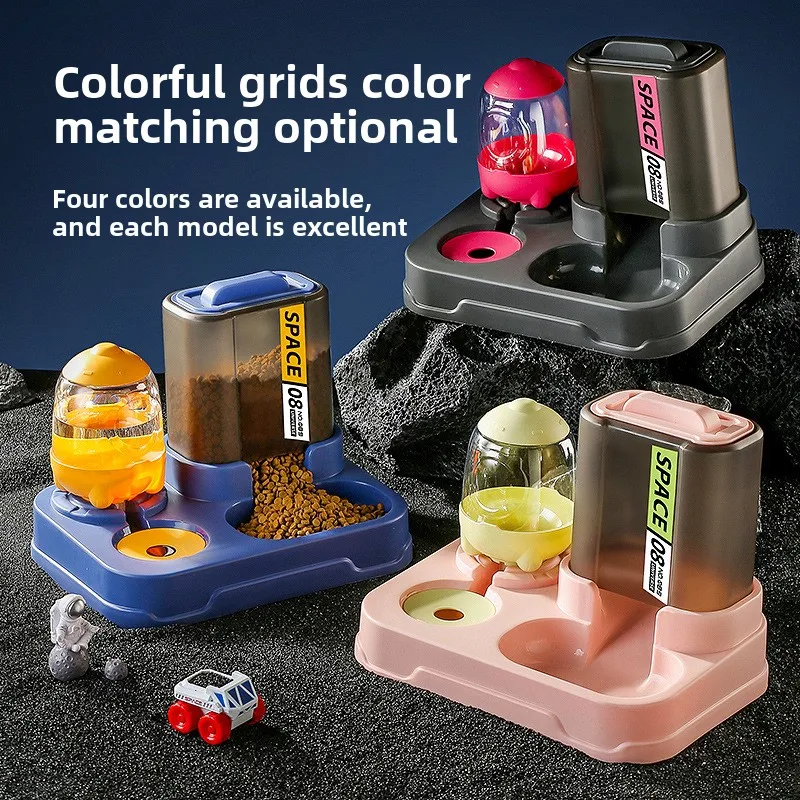 Cuenco de comida para gatos, alimentador automático, lavabo de comida para gatos, cuencos dobles, cuenco para beber, protección integrada, productos para mascotas de columna Cervical