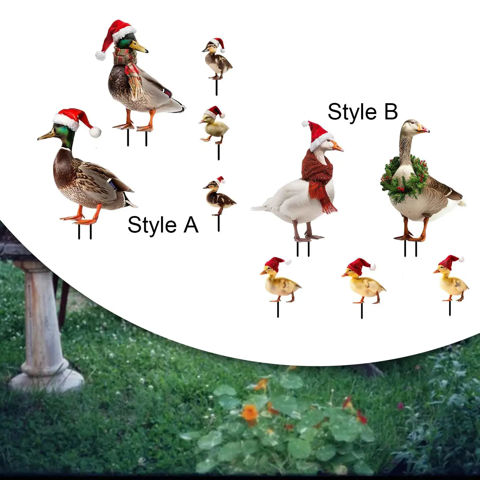 5x Christmas Outdoor Duck Stakes Yard Sign Ornaments Ground Insert Yard Art Decorations for Backyard Floor Lawn Outdoor Patio