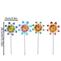 Estaca de jardin en forma de flor, adorno de hierro en 4 colores