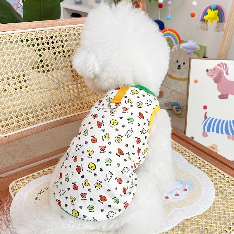 Chaleco de moda para perros, ropa sin mangas de verano para perros, camisa con estampado de dibujos animados para cachorros, sudadera suave y bonita para gatos, chaleco para mascotas, jerséis, ropa para perros - imagen 2