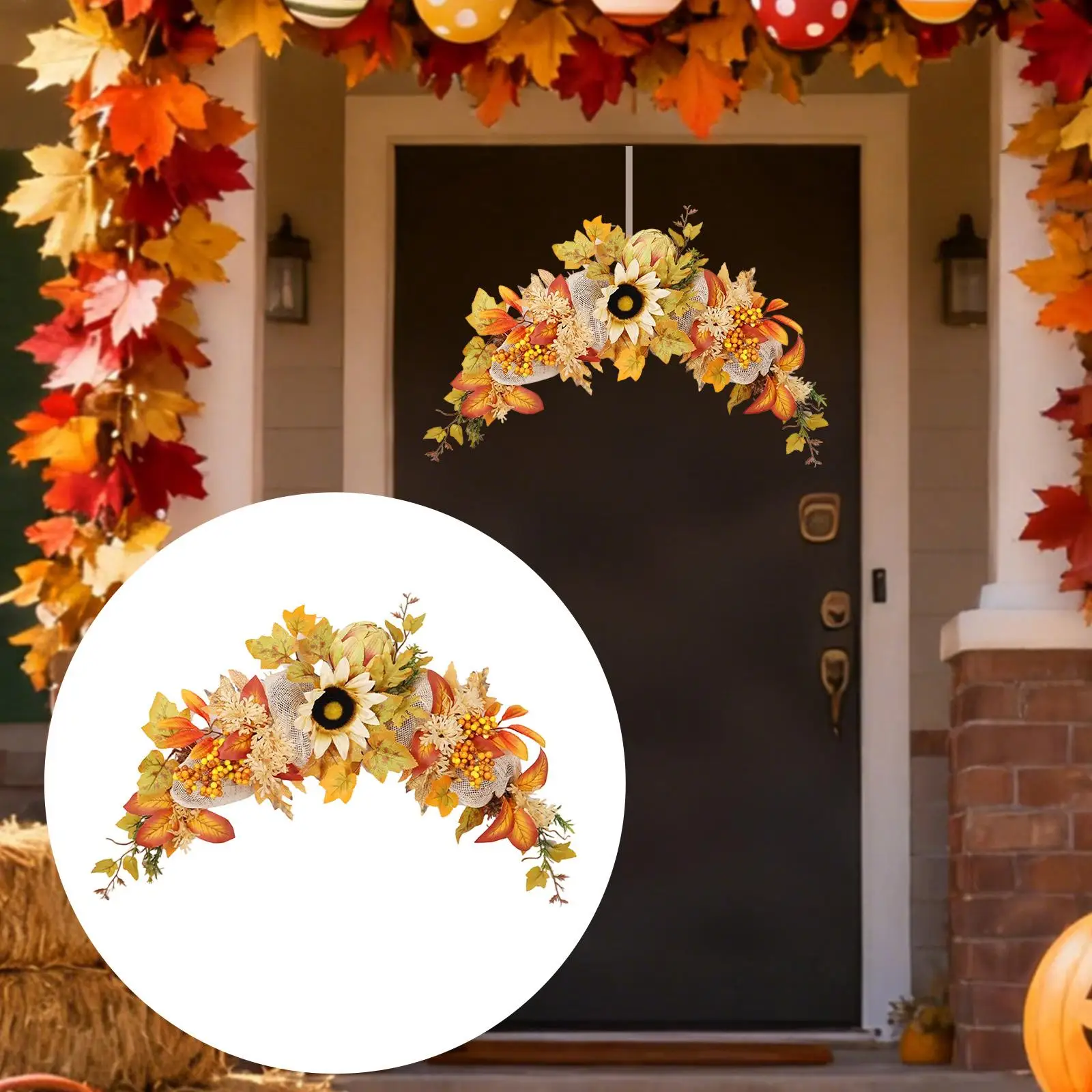 Fall Swag Sunflower Table Centerpiece Welcome Sign Flowers Ornament Artificial Floral Swag Fall Swag Sunflower Table Centerpiece Welcome Sign Flowers Ornament Artificial Floral Swag