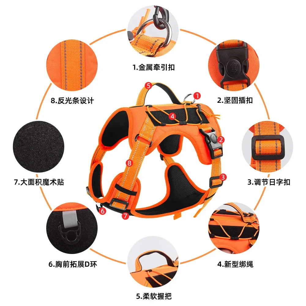 Correa para perro multifuncional a prueba de explosiones, correa para el pecho para mascotas, correa reflectante retráctil, cuerda para caminar para perros, productos para mascotas - imagen 4