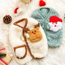 Lindo chaleco de invierno de lana de Papá Noel para perros pequeños y medianos, fiesta de Navidad, trajes de Cosplay de gato Unisex, ropa de Bulldog Francés