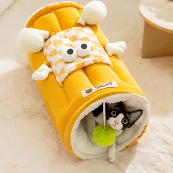 Jugar y dormir cama integrada para gatos, cama tipo túnel, cama gruesa para gatos para otoño e invierno, estera para gatos, túnel para gatos