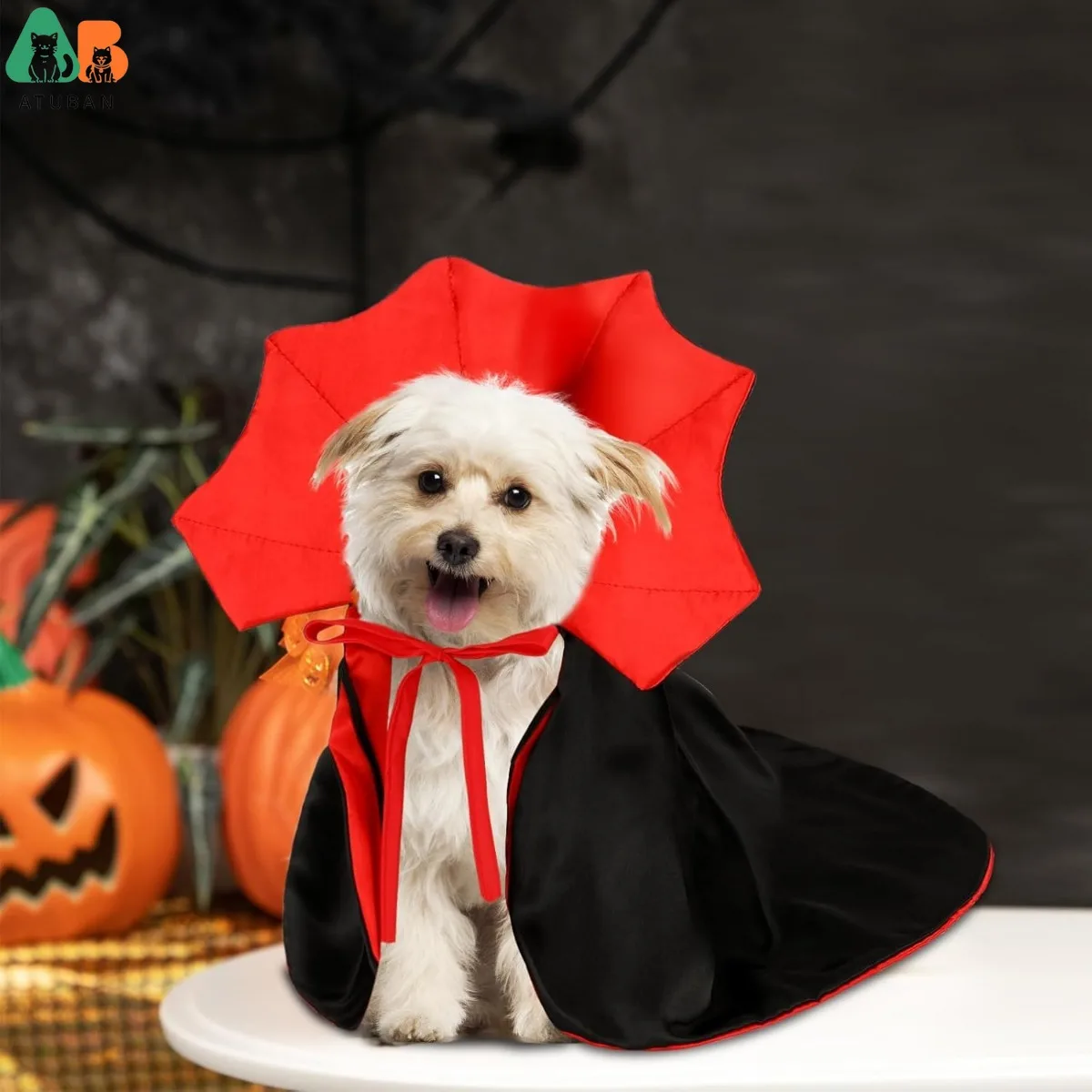 Atuban Katze Vampir Umhang lustige Hund Halloween Kostüme Hund Mantel Kleidung Haustier Kleidung Vampir Umhang für Katze Welpen kleinen Hund - imagen 5