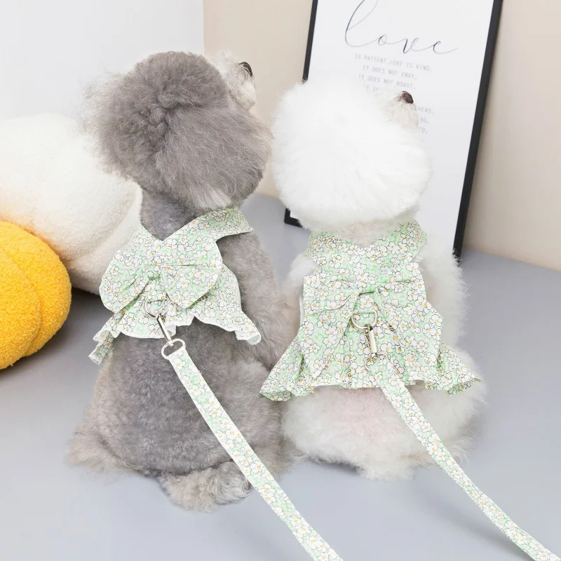 Correa transpirable para perro, conjunto de arnés estéreo con flores, chaleco para cachorro, Chihuahua, Yorkshire y Bulldog - imagen 2