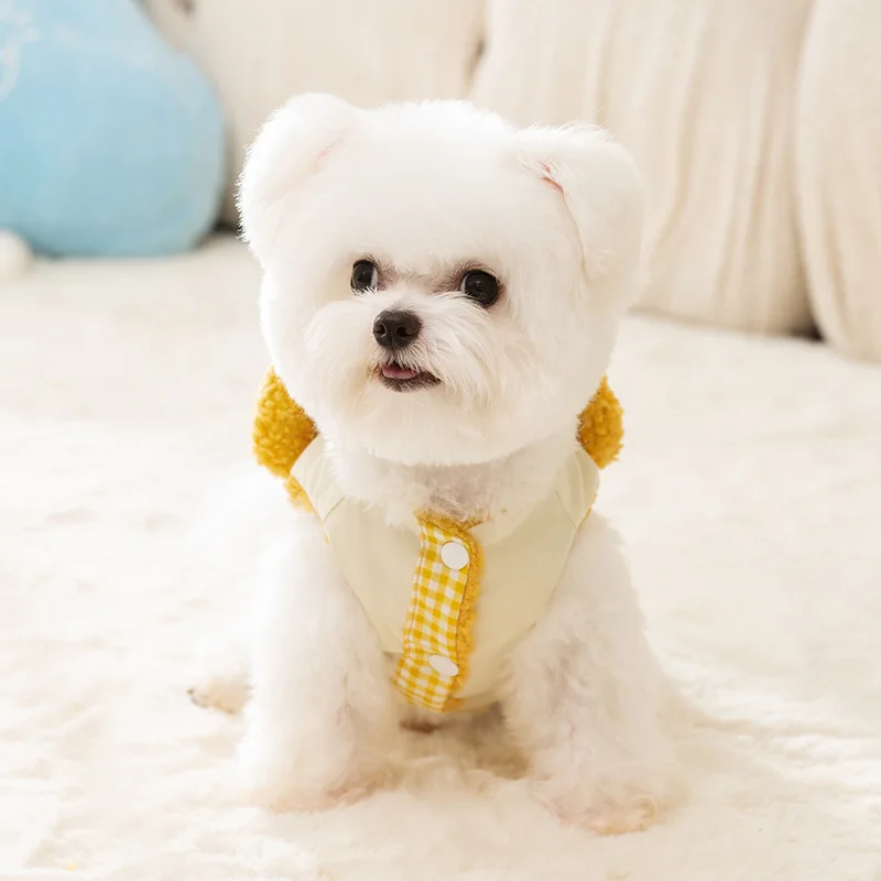 Otoño Invierno piel de cordero oso de peluche abrigo oso de peluche chaleco de tracción grueso cálido invierno Teddy ropa para mascotas ropa para perros pequeños - imagen 3