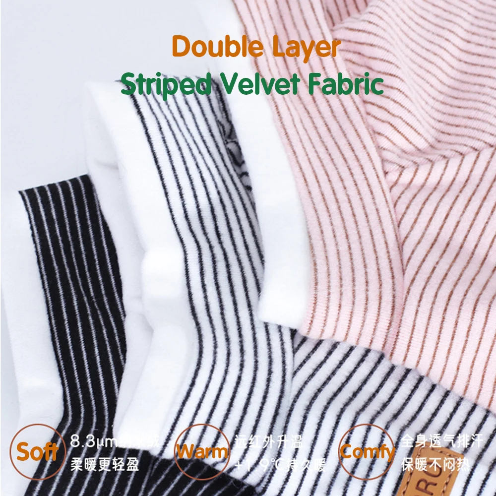 Ropa para perros de Primavera/otoño, camiseta a rayas de terciopelo para perros pequeños y medianos, mono cálido y Flexible para perros, traje suave transpirable para mascotas - imagen 3