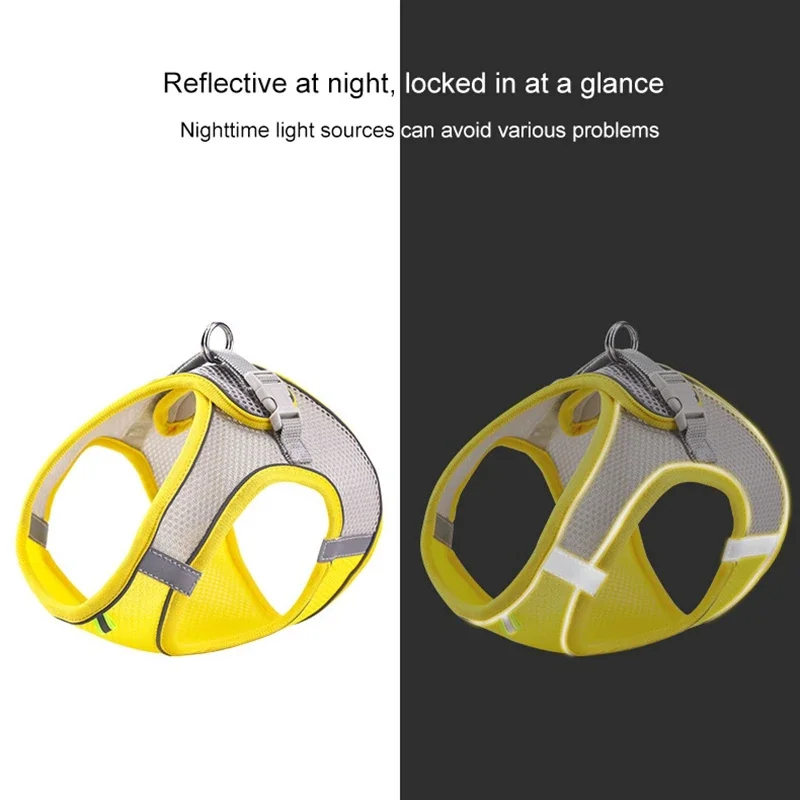 Arnés para gatos, chaleco, conjunto de correa, reflectante, transpirable, ajustable, arnés para mascotas para perros pequeños y medianos, correa para el pecho para caminar al aire libre - imagen 3